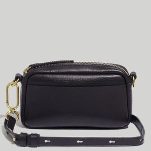 Madewell The Leather Carabiner Mini Crossbody Bag Black Gold